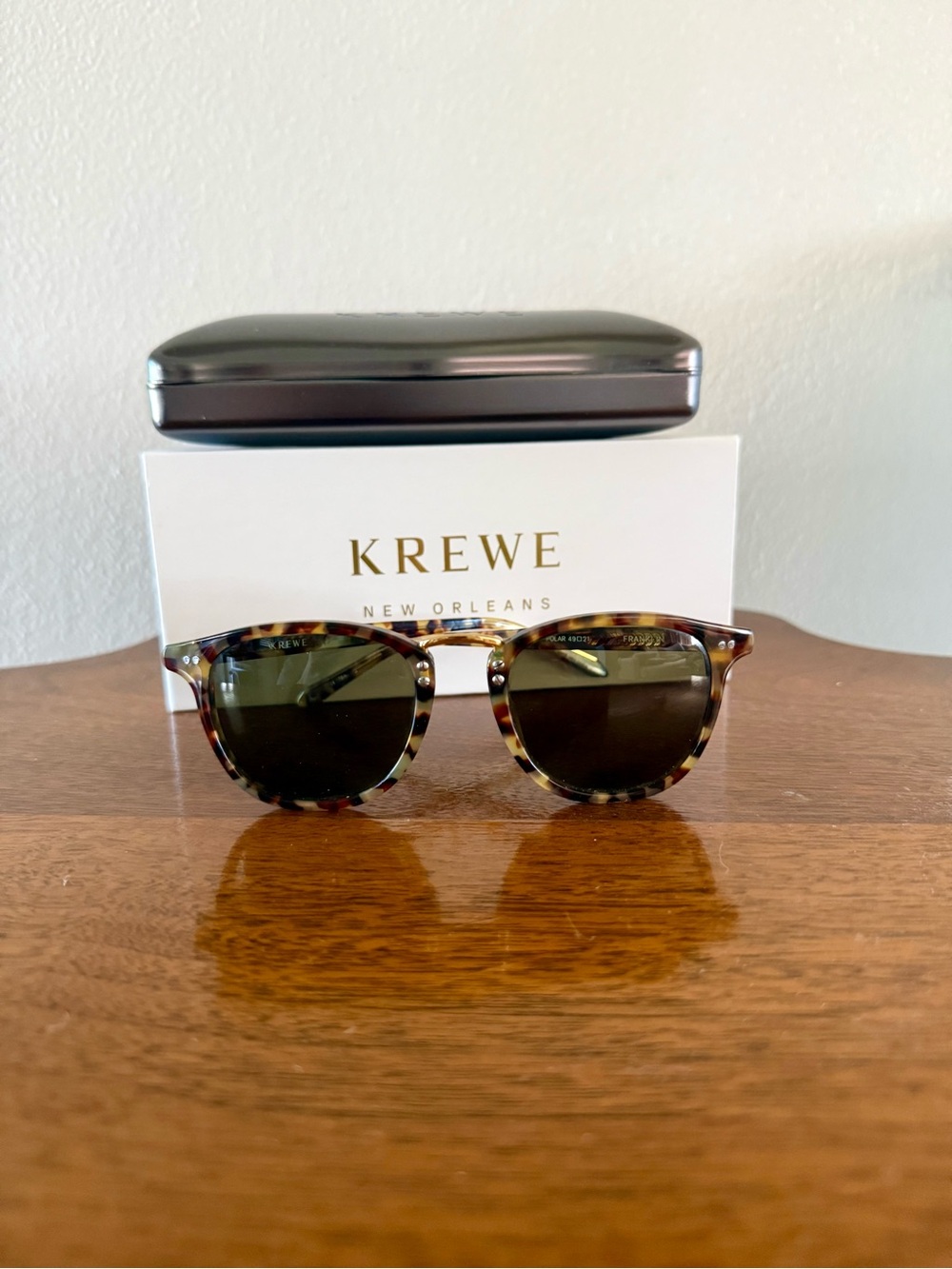 KREWE FRANKLIN Sunglasses with Green Lenses 24K gold plated hardware